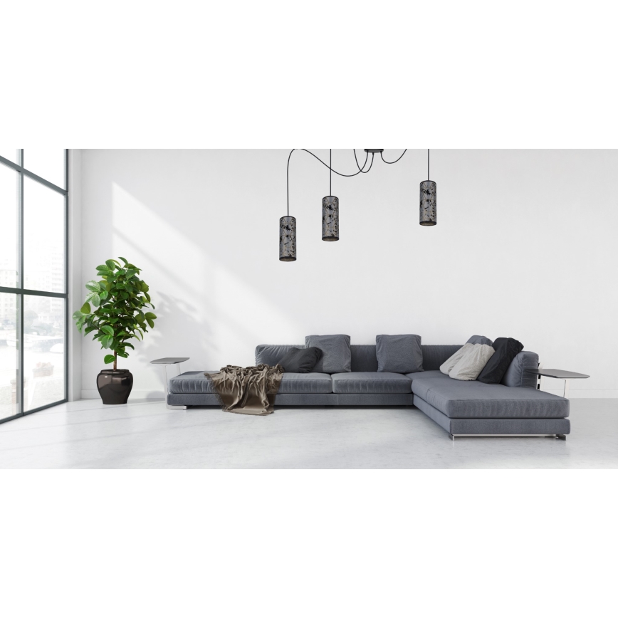 Hanglamp aan een koord AVALO 3xE27/60W/230V spin grijs/zwart