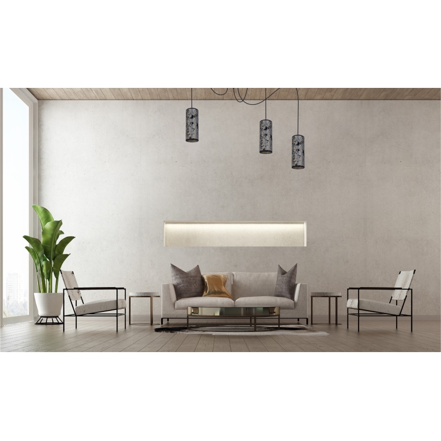 Hanglamp aan een koord AVALO 3xE27/60W/230V spin grijs/zwart