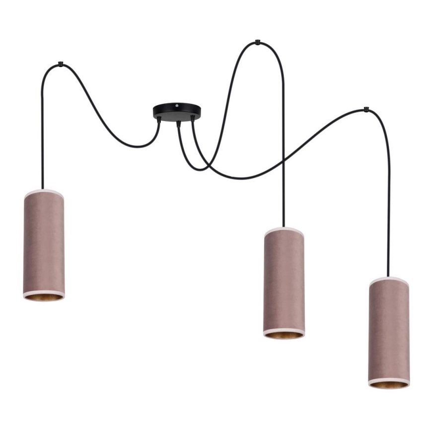 Hanglamp aan een koord AVALO 3xE27/60W/230V spin roze/koper