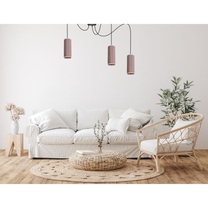 Hanglamp aan een koord AVALO 3xE27/60W/230V spin roze/koper