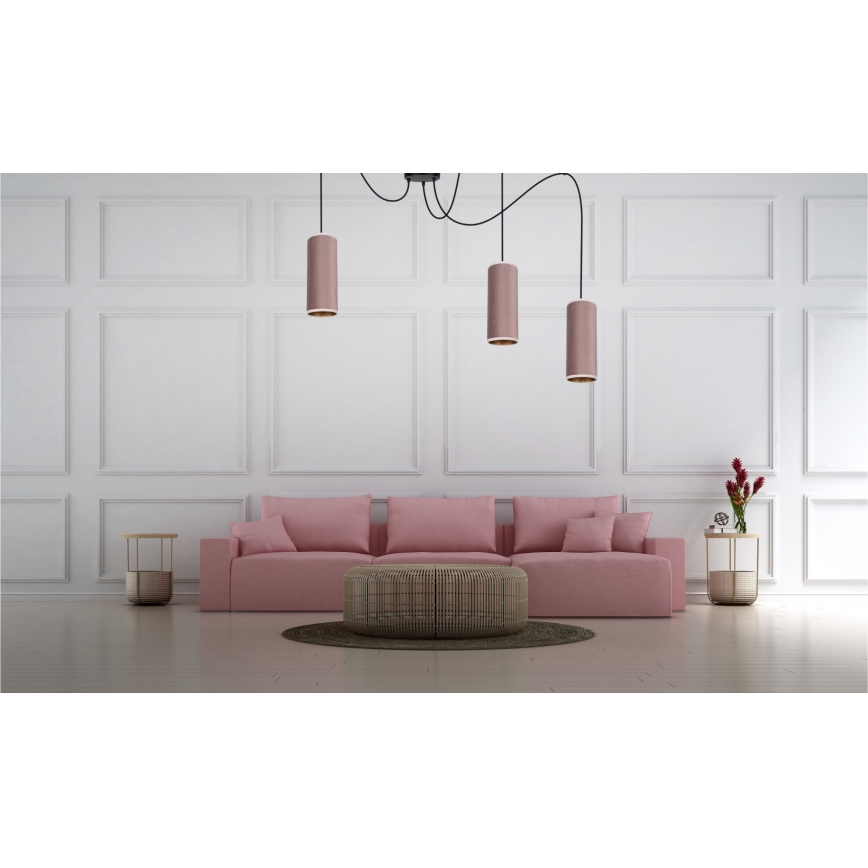 Hanglamp aan een koord AVALO 3xE27/60W/230V spin roze/koper