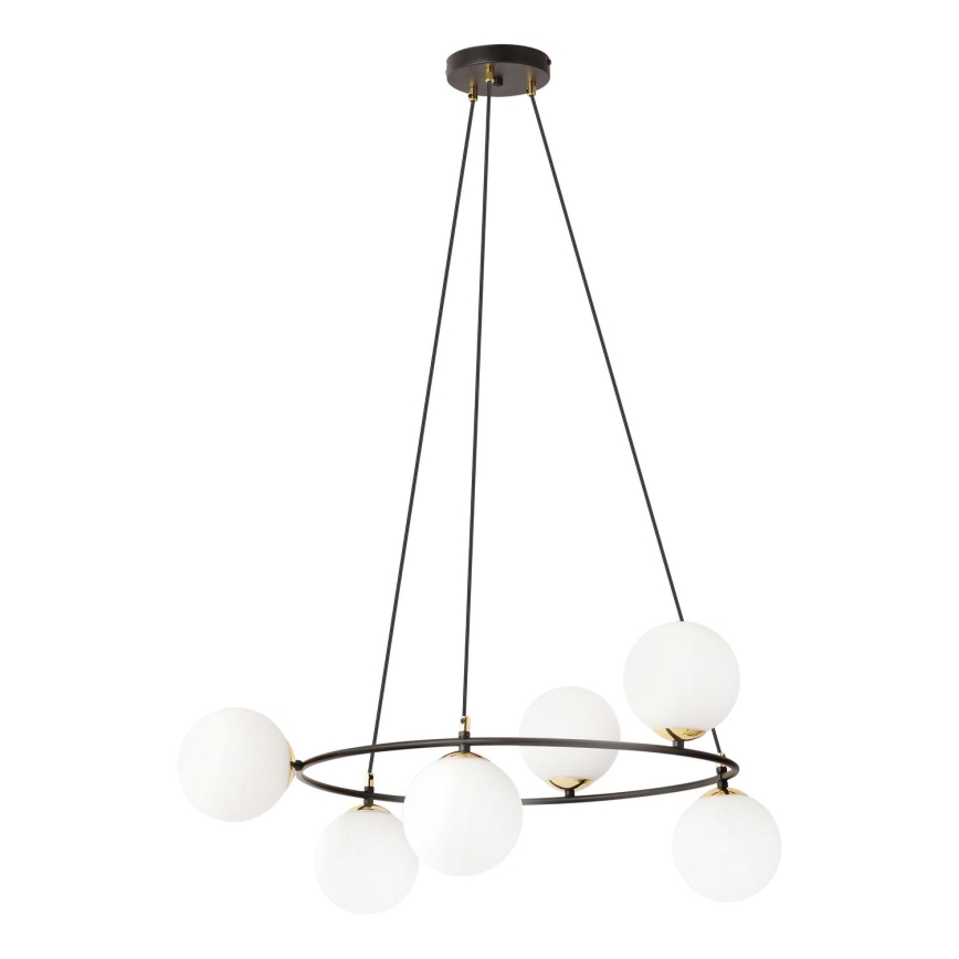 Hanglamp aan een koord AZURA 6xE14/10W/230V zwart/wit