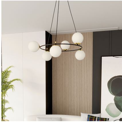 Hanglamp aan een koord AZURA 6xE14/10W/230V zwart/wit