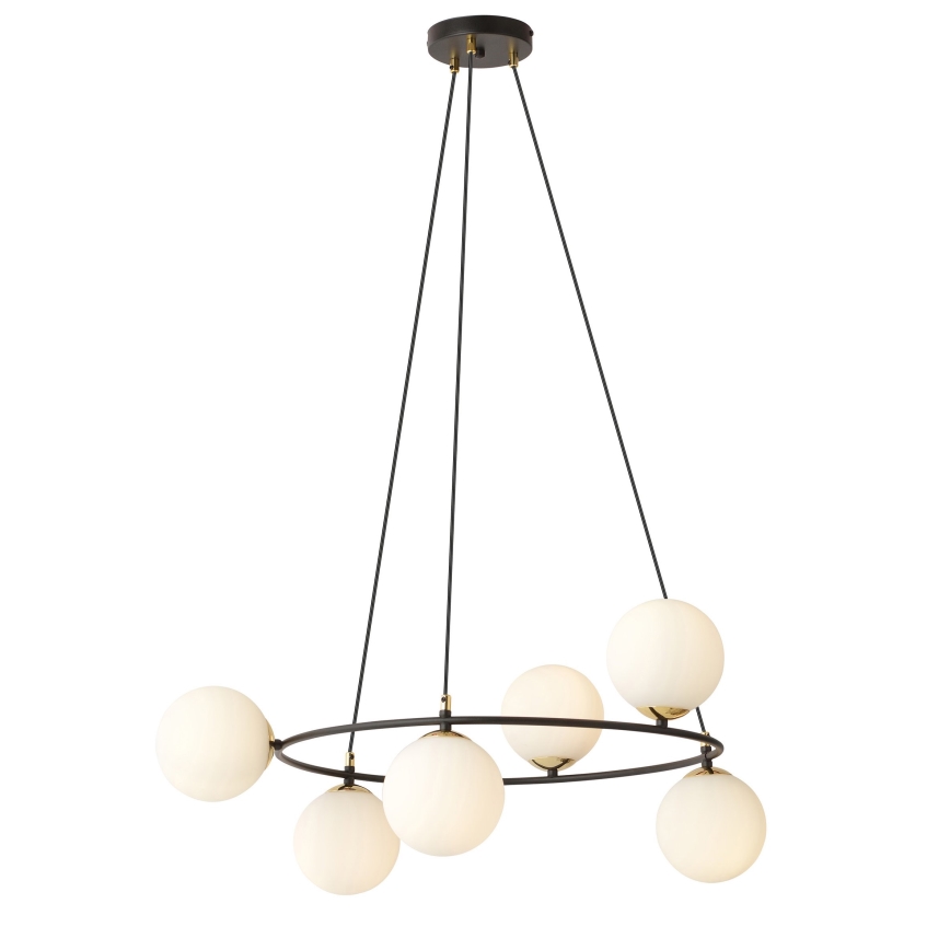 Hanglamp aan een koord AZURA 6xE14/10W/230V zwart/wit