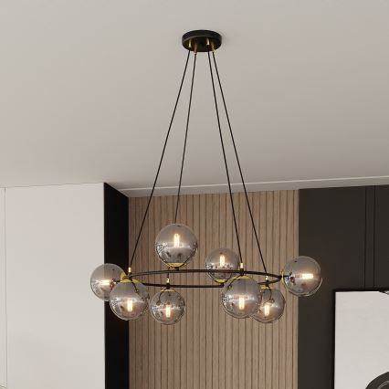Hanglamp aan een koord AZURA 8xE14/10W/230V zwart/grijs