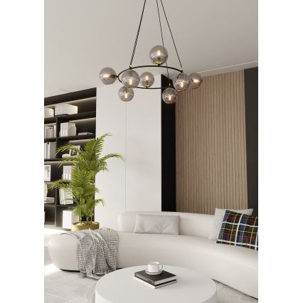 Hanglamp aan een koord AZURA 8xE14/10W/230V zwart/grijs