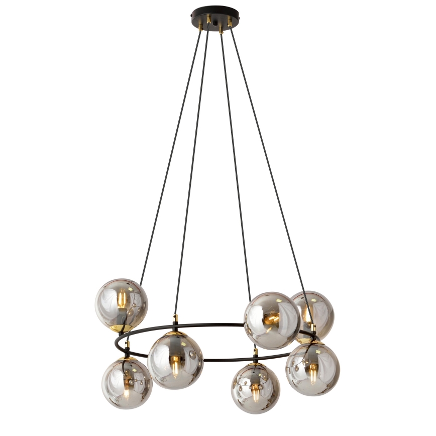 Hanglamp aan een koord AZURA 8xE14/10W/230V zwart/grijs