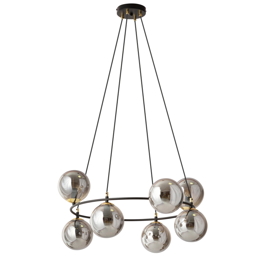Hanglamp aan een koord AZURA 8xE14/10W/230V zwart/grijs