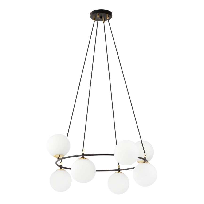 Hanglamp aan een koord AZURA 8xE14/10W/230V zwart/wit