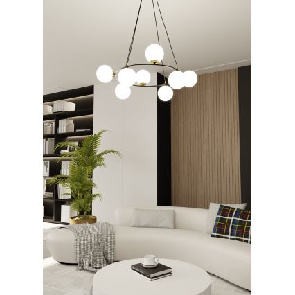 Hanglamp aan een koord AZURA 8xE14/10W/230V zwart/wit