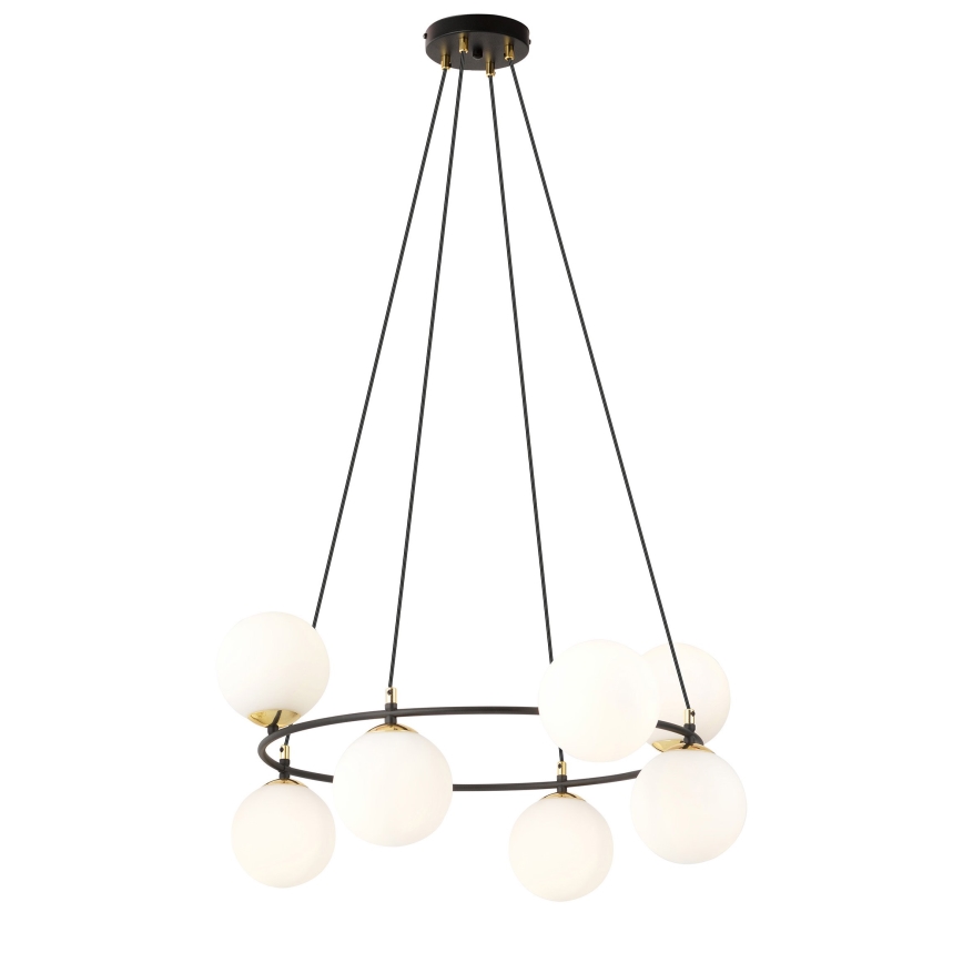 Hanglamp aan een koord AZURA 8xE14/10W/230V zwart/wit