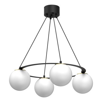 Hanglamp aan een koord BALLO 4xE27/15W/230V zwart/wit
