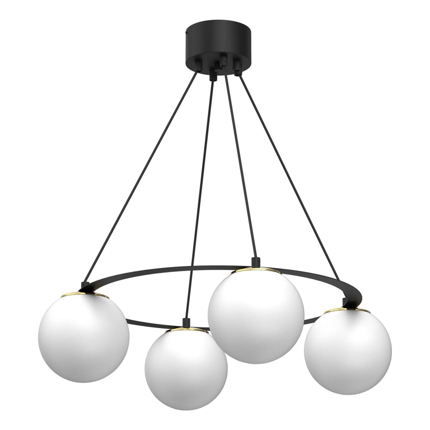 Hanglamp aan een koord BALLO 4xE27/15W/230V zwart/wit