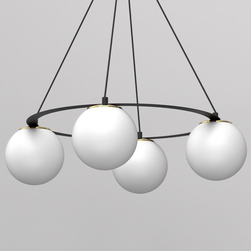 Hanglamp aan een koord BALLO 4xE27/15W/230V zwart/wit