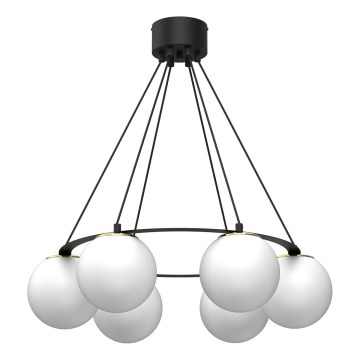 Hanglamp aan een koord BALLO 6xE27/15W/230V zwart/wit