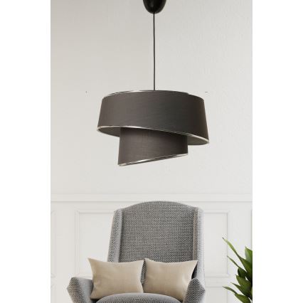 Hanglamp aan een koord BARETTE 1xE27/60W/230V antraciet/glanzend chroom