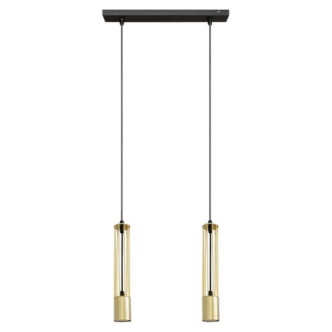 Hanglamp aan een koord BARS 2xGU10/20W/230V goud/zwart