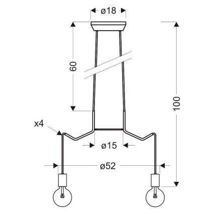 Hanglamp aan een koord BASSO 4xE27/40W/230V wit