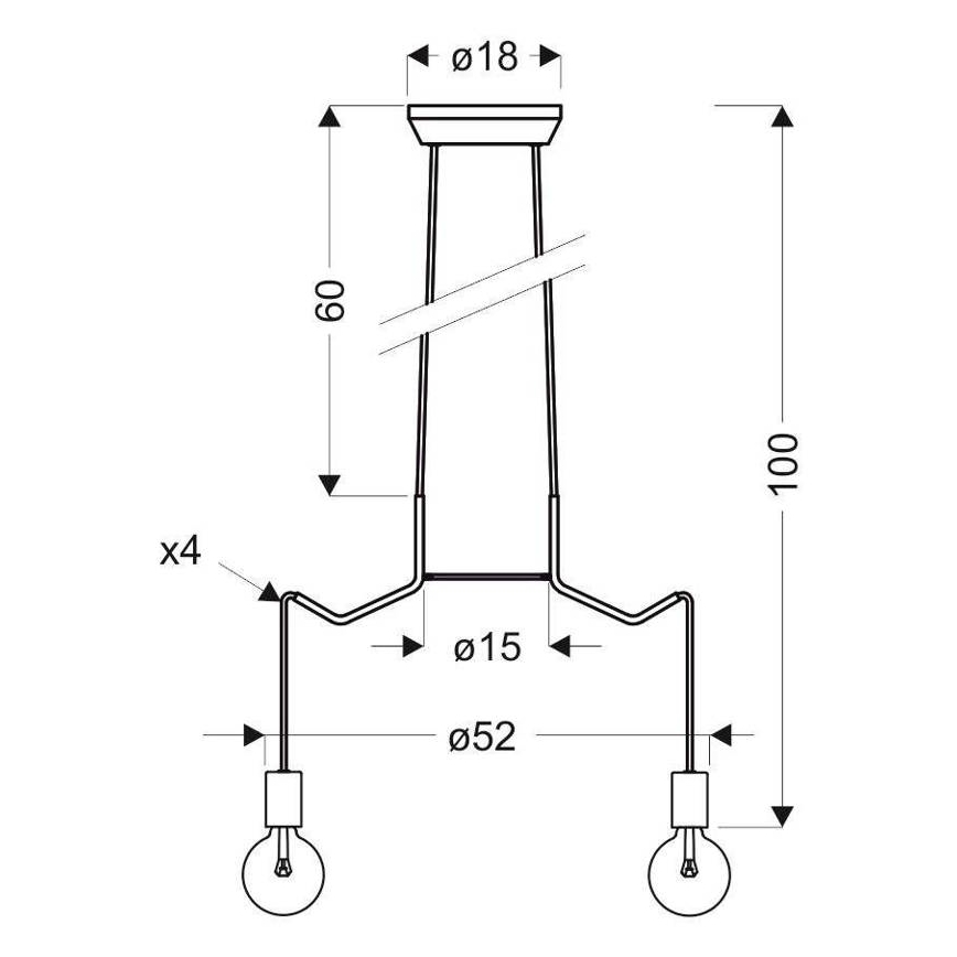 Hanglamp aan een koord BASSO 4xE27/40W/230V wit