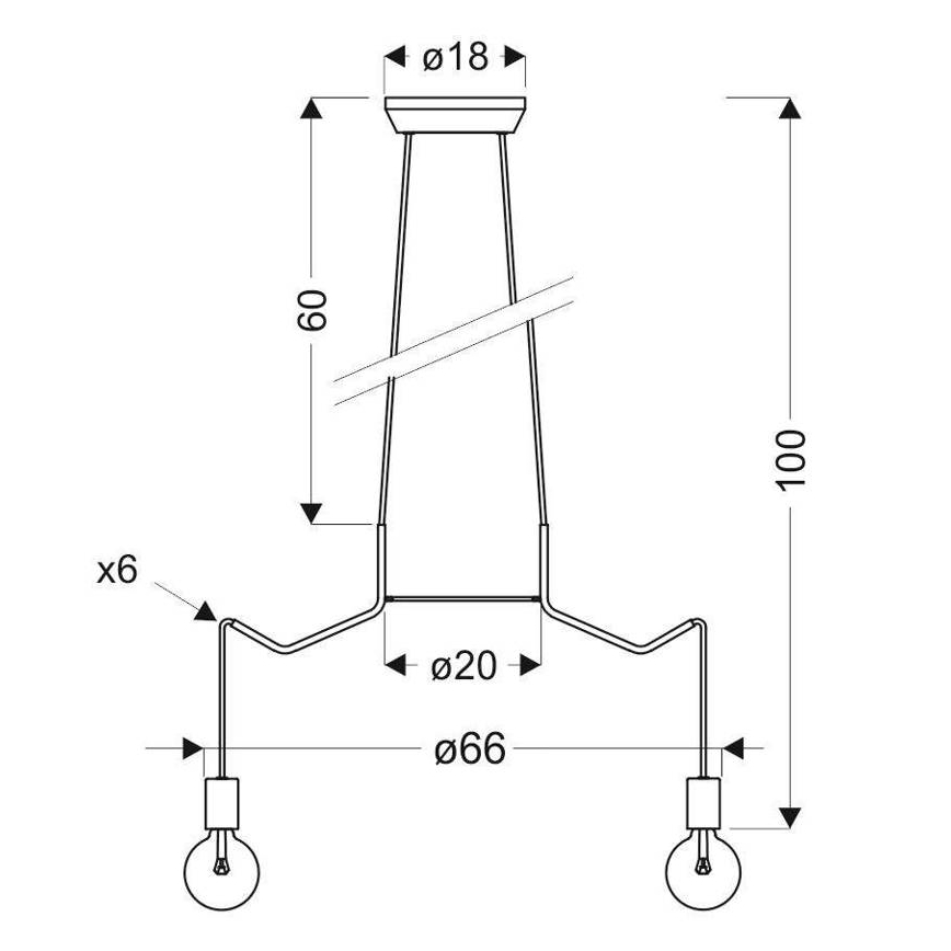 Hanglamp aan een koord BASSO 6xE27/40W/230V wit