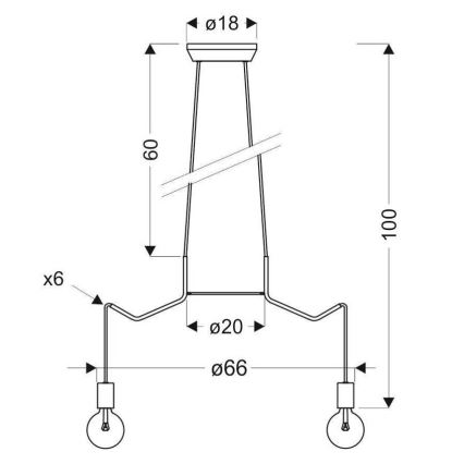 Hanglamp aan een koord BASSO 6xE27/40W/230V zwart