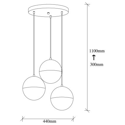 Hanglamp aan een koord BASTOS 3xE27/40W/230V