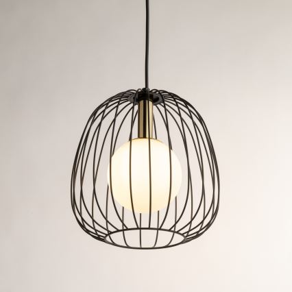 Hanglamp aan een koord BELL 1xG9/12W/230V diameter 24 cm zwart/goud