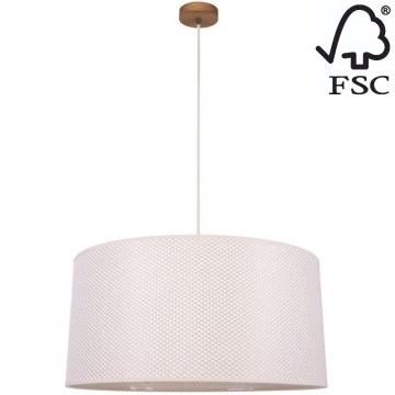 Hanglamp aan een koord BENITA 1xE27/40W/230V crème/eiken – FSC gecertificeerd