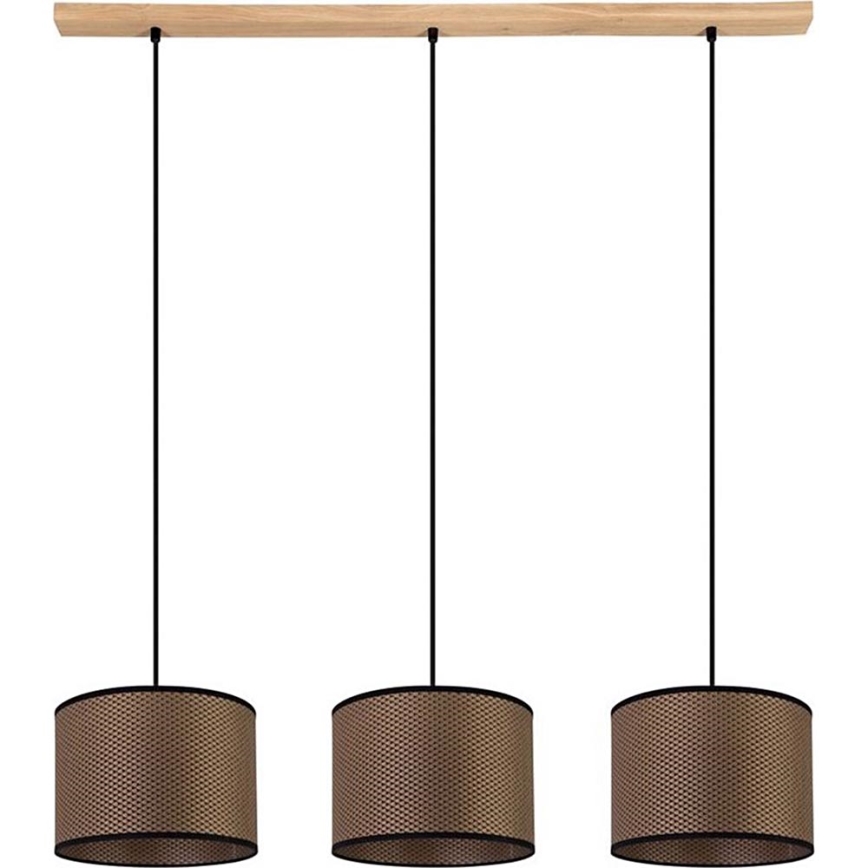 Hanglamp aan een koord BENITA 3xE27/40W/230V bruin/eiken