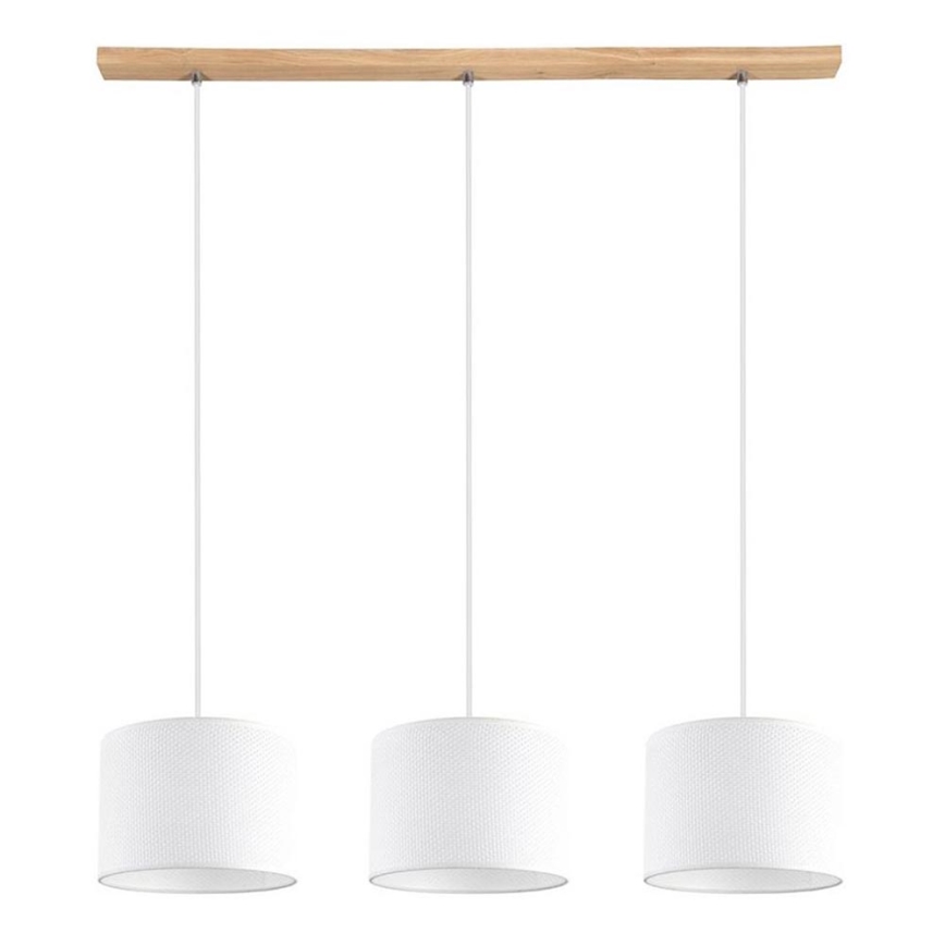 Hanglamp aan een koord BENITA 3xE27/40W/230V wit/eiken