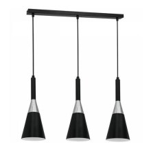 Hanglamp aan een koord BENITO 3xE27/60W/230V zwart/glanzend chroom 
