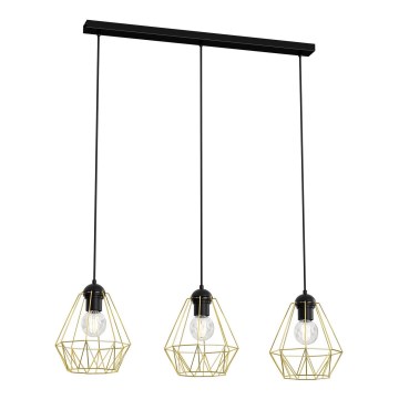 Hanglamp aan een koord BERGEN 3xE27/60W/230V zwart/goud