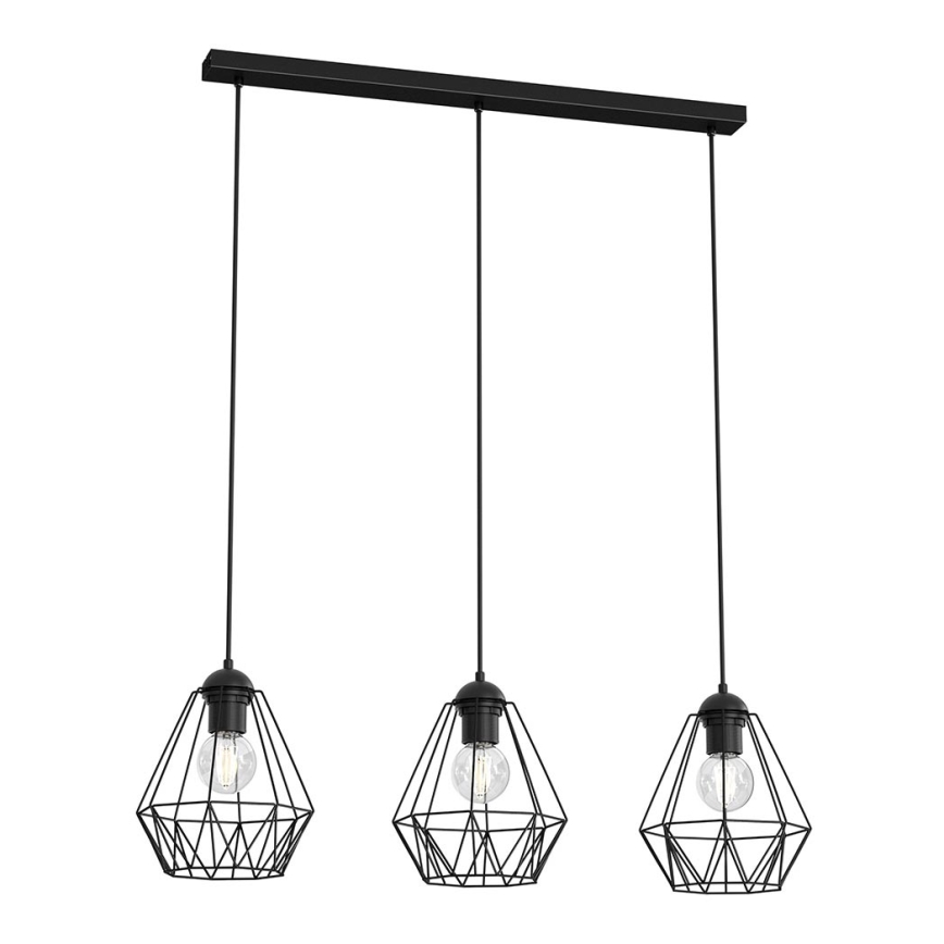 Hanglamp aan een koord BERGEN 3xE27/60W/230V zwart