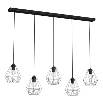 Hanglamp aan een koord BERGEN 5xE27/60W/230V zwart/glanzend chroom 