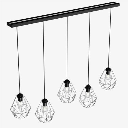 Hanglamp aan een koord BERGEN 5xE27/60W/230V zwart/glanzend chroom 