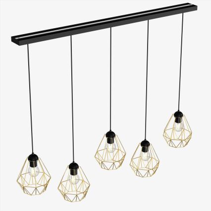 Hanglamp aan een koord BERGEN 5xE27/60W/230V zwart/goud