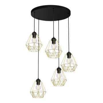 Hanglamp aan een koord BERGEN 5xE27/60W/230V zwart/gouden