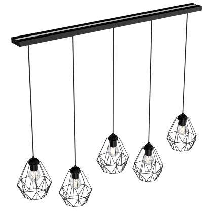 Hanglamp aan een koord BERGEN 5xE27/60W/230V zwart