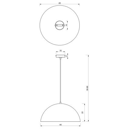 Hanglamp aan een koord BETA 1xE27/60W/230V d. 45 cm wit