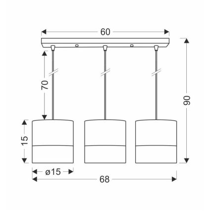 Hanglamp aan een koord BIANCO 3xE27/40W/230V wit/bruin