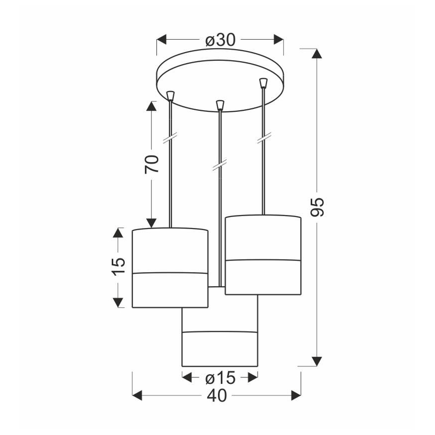 Hanglamp aan een koord BIANCO 3xE27/40W/230V wit/bruin