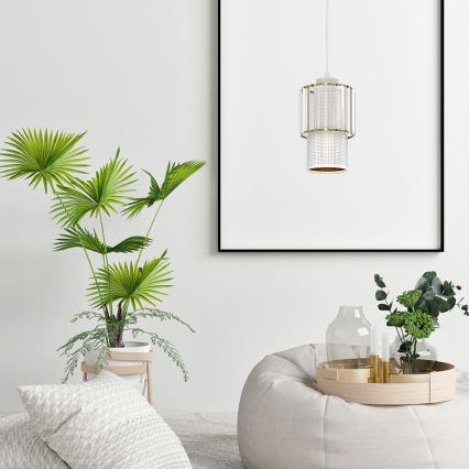 Hanglamp aan een koord BLANCO 1xE27/60W/230V wit