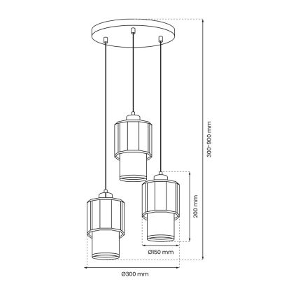 Hanglamp aan een koord BLANCO 3xE27/60W/230V wit