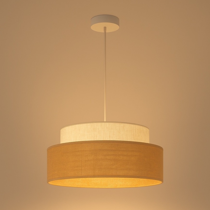Hanglamp aan een koord BOHO 1xE27/60W/230V crème/beige