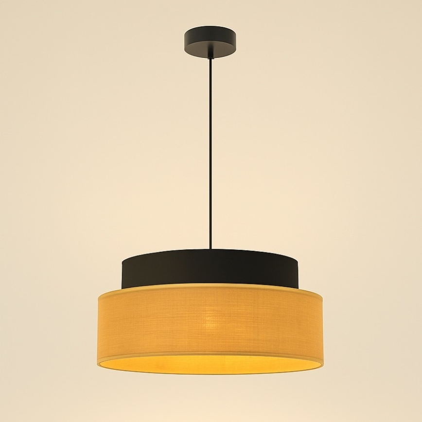Hanglamp aan een koord BOHO 1xE27/60W/230V diameter 40 cm zwart/beige