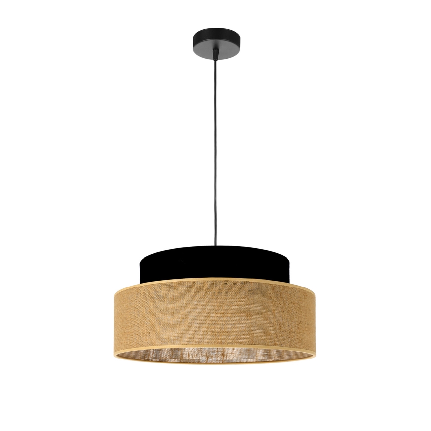 Hanglamp aan een koord BOHO 1xE27/60W/230V diameter 40 cm zwart/beige