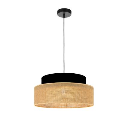 Hanglamp aan een koord BOHO 1xE27/60W/230V diameter 40 cm zwart/beige