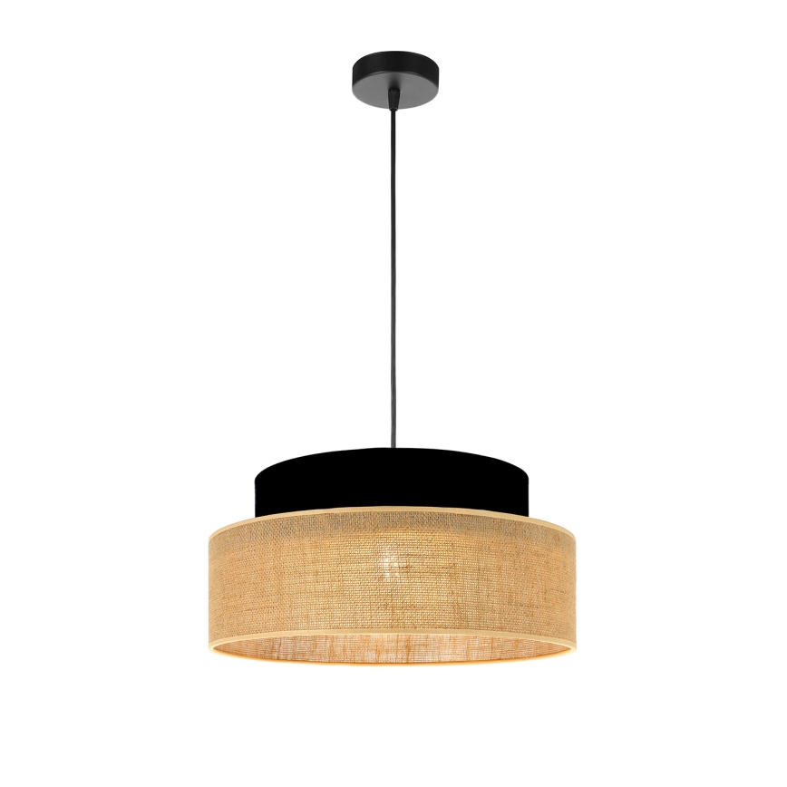 Hanglamp aan een koord BOHO 1xE27/60W/230V diameter 40 cm zwart/beige
