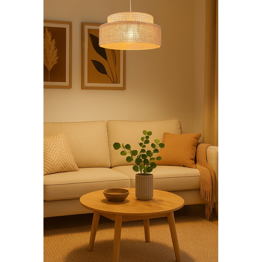 Hanglamp aan een koord BOHO 1xE27/60W/230V rotan