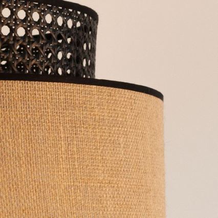 Hanglamp aan een koord BOHO 1xE27/60W/230V zwart/rotan